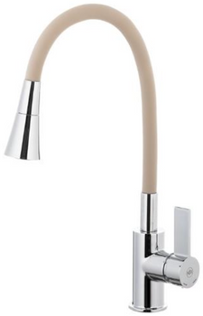 KFA bateria kuchenna stojąca z elastyczną wylewką Rumba Duo, chrom/beżowy 6553-925-51