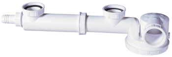 Wirquin syfon zlewozmywakowy podwójny niski Espace 1 1/2" x 40 mm, bez spustu, z wyjściem do zmywarki TM200040