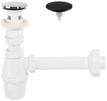 Wirquin syfon umywalkowy quick-clac z dwoma grzybkami, chrom i czarny mat 30724762