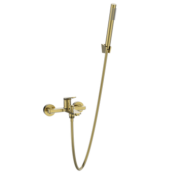 Invena bateria wannowa z zestawem natryskowym Alonia, złoto szczotkowane BW-70-009-V