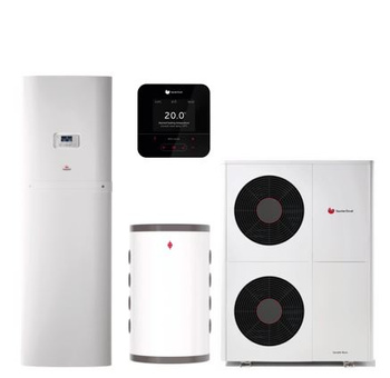 Saunier Duval pakiet OZE: pompa ciepła GeniaAir Mono HA 12-6 O + centrala grzewcza FEW 200/6 + regulator SRC 720 + zbiornik buforowy VNR 100 550010044316