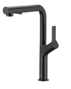 KFA bateria kuchenna DUERO DESIGN stojąca z wyciąganą z wyciąganą wylewką i obrotową wylewką 2 funkcyjną, czarna 6623-220-81 