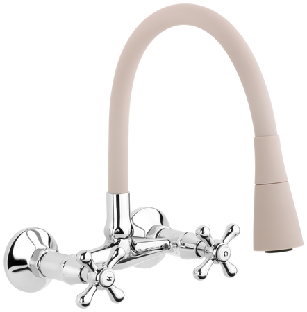 Invena bateria kuchenna ścienna Roma, beżowy/chrom BC-24-E3S-L