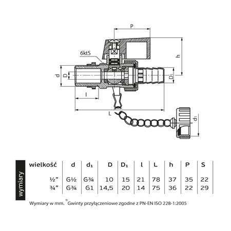 Perfexim kurek kulowy spustowy 1/2" 1809 20-205-0150-000