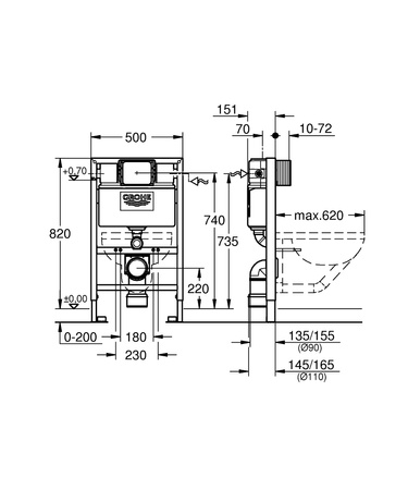 Grohe stelaż podtynkowy do WC Rapid SL 82cm 38526000
