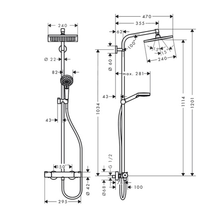 Hansgrohe komplet prysznicowy Crometta E 240 1jet, EcoSmart 9 l/min 27281000