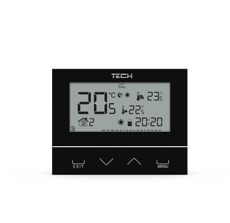 Tech sterownik ST-292V3 pokojowy przewodowy dwustanowy L-5 (3 mm szkło) czarny ST292V3