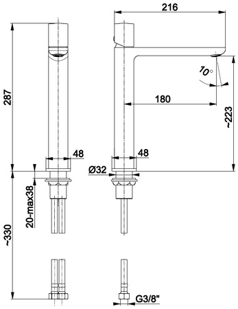 KFA bateria umywalkowa nablatowa MORGANIT  klik-klak w komplecie 4922-612-00