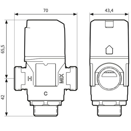 Afriso zawór termostatyczny mieszający ATM 331, DN20, Rp3/4", Kvs 1,6 m3/h 1233110