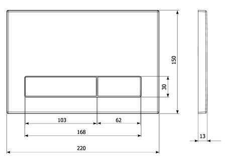 KK-POL przycisk spłukujący M16, czarny mat 350/PPC/100-00-00