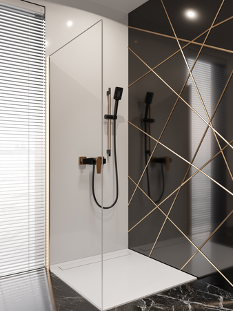 Invena zestaw natryskowy na drążku Midnight, czarny/rose gold AU-35-014-S