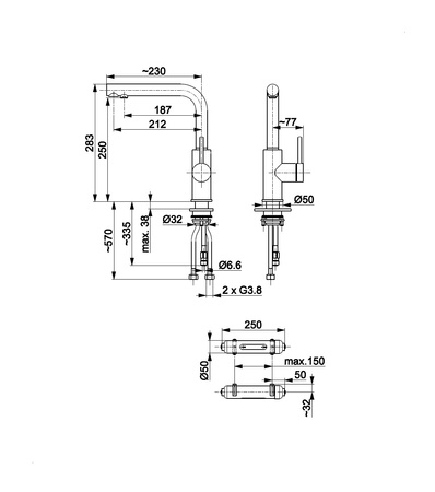 KFA bateria kuchenna z funkcją filtracji wody Duero Pure Basic + filtr Hydro+, brushed rose gold 6623-912-34