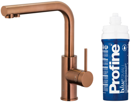 KFA bateria kuchenna z funkcją filtracji wody Duero Pure Basic + zestaw filtrujący Profine Blue S, brushed rose gold 6623-913-34