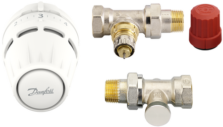 Danfoss zestaw prosty z głowicą Regus®, zawór RA-N i odcinający RLV-S 015G5304