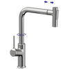 Invena bateria kuchenna z wyciąganą wylewką Farsala, chrom BZ-40-L01-S