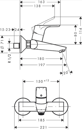 Hansgrohe jednouchwytowa bateria umywalkowa Focus, montaż ścienny, DN15 31923000