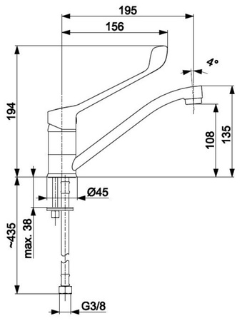 KFA bateria kuchenna stojąca, obrotowa z uchwytem medycznym MEDICO NEW chrom 4733-985-00