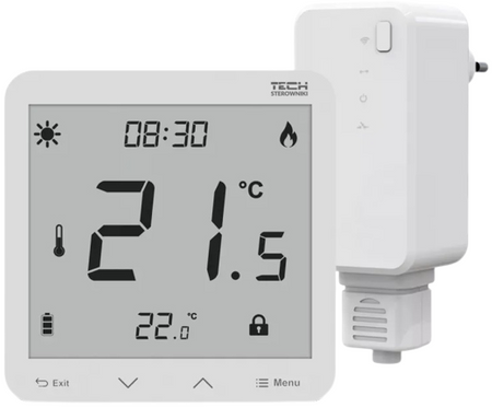 Tech regulator pokojowy bezprzewodowy, dwustanowy bateryjny, montaż natynkowy T-3.2, biały STT-3.2WH