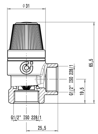 Caleffi zawór bezpieczeństwa, seria 311, 1/2" GW, 6 bar 311460