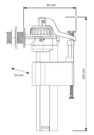 McAlpine zawór napełniający boczny 3/8" gwint mosiądz, kompaktowy, niskoszumowy, klasa głośności I BRIO751-3/8M