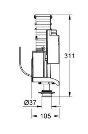 Grohe zawór spustowy AV1 z 2-pojemnościowym spłukiwaniem, 1 wężyk niebieski 42320000
