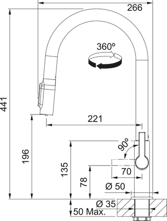 Franke bateria kuchenna filtrująca Maris Slim Clear Water J pull-out, złoty 120.0736.601