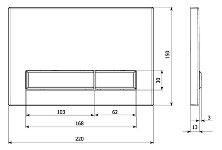 KK-POL przycisk spłukujący M08 V1, czarny mat SPP/091/0/K