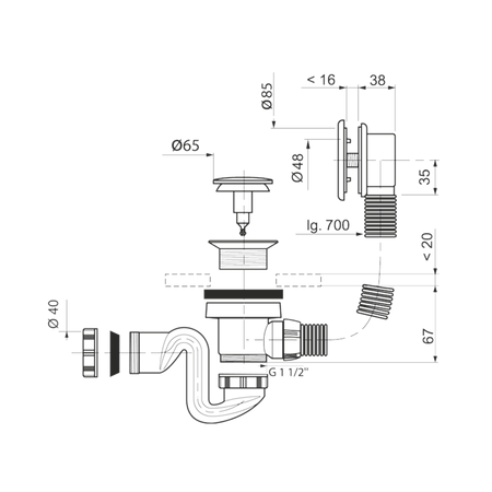Wirquin syfon wannowy samoczyszczący quick-clac 30722803