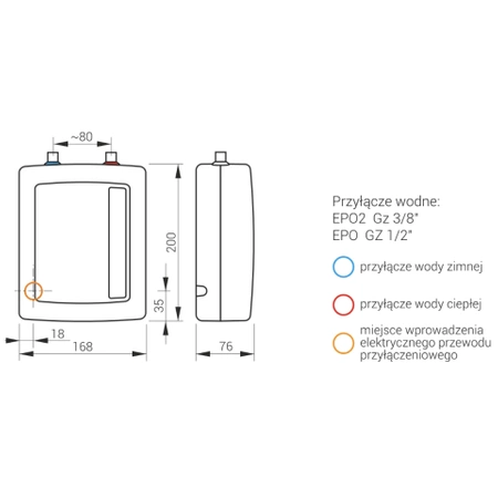 Kospel elektryczny przepływowy podgrzewacz wody EPO2-6 Amicus - 6kW/230V lub 400V2N EPO2-6.2AMICUS.PL