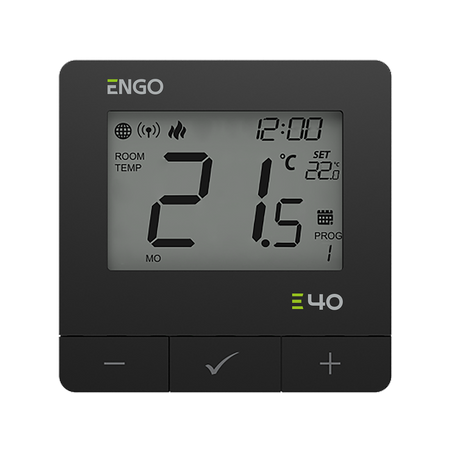 Engo regulator temperatury, programowany, internetowy, natynkowy ZigBee/868MHz, 230V, czarny E40-230B