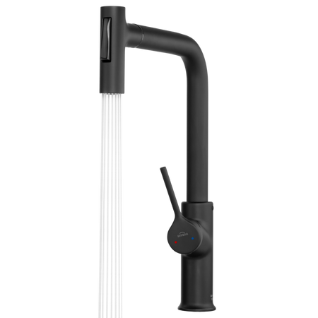 Invena bateria kuchenna z wyciąganą wylewką Farsala czarna BZ-40-L04-S