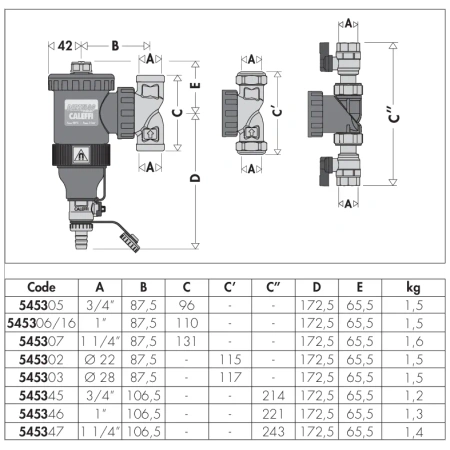 Caleffi separator zanieczyszczeń z zaworami odcinającymi, z magnesem wykonany z kompozytu 1" DIRTMAG 545346