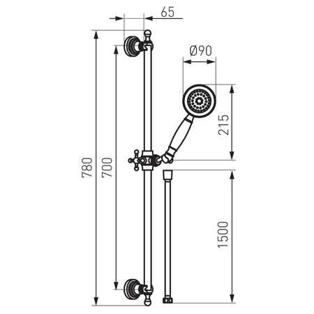 Ferro zestaw natryskowy przesuwny 1-funkcyjny ścienny RETRO, stary brąz N160BR