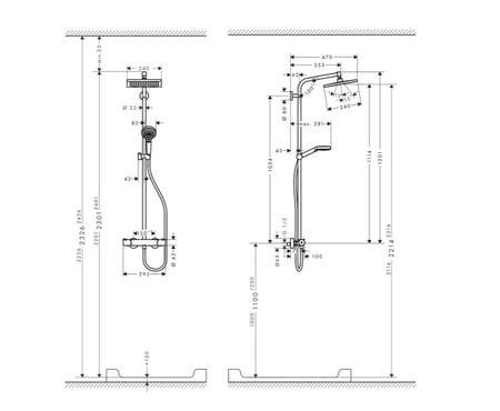 Hansgrohe komplet prysznicowy Crometta E 240 1jet, EcoSmart 9 l/min 27281000