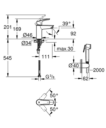 Grohe bateria umywalkowa Eurosmart rozmiar S czarny mat 231242433