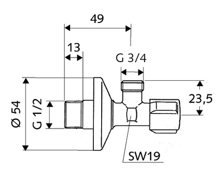 Schell zawór kątowy COMFORT 1/2" x 3/4" chrom 033000699