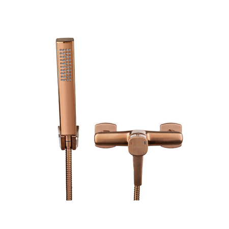 Invena bateria natryskowa z zestawem natryskowym Glamour, miedź BN-02-014-V