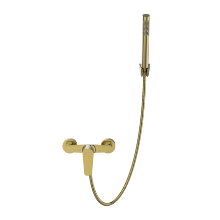 Invena bateria natryskowa z zestawem natryskowym Alonia, złoto szczotkowane BN-70-009-V