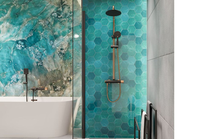 Invena zestaw prysznicowy z deszczownicą Moonlight czarny/rose gold AU-77-014-V