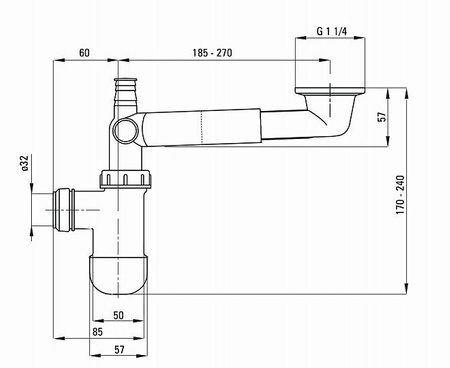 Deante syfon biały umywalkowy płaski space saver teleskopowy NHC_633K