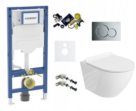 Zestaw Duofix Concept stelaż podtynkowy Geberit do WC z przyciskiem Sigma 01 chrom błyszczący + miska WC z deską Lavita S010