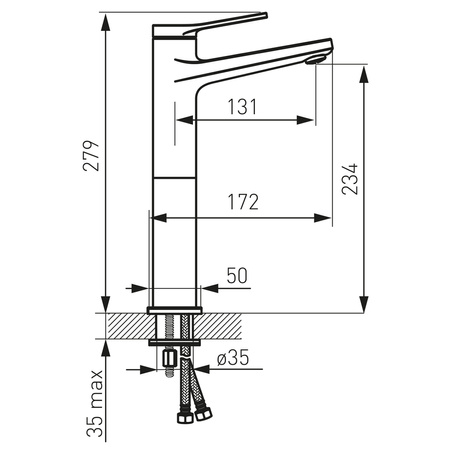 Ferro bateria umywalkowa STRATOS, nablatowa, chrom BSC2L