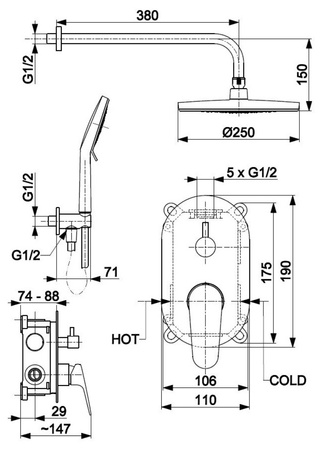KFA zestaw natryskowy podtynkowy z baterią OTAVA chrom 5559-501-00