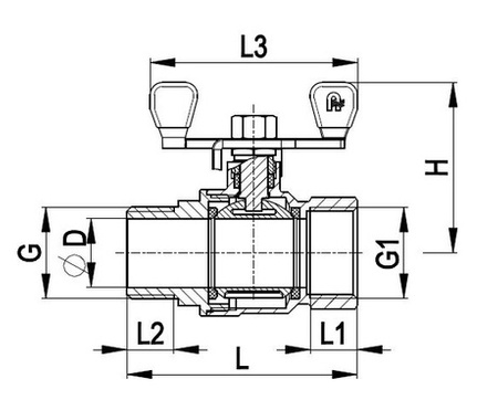 KFA zawór kulowy wodny WZ z motylkiem 1" 700-220-25