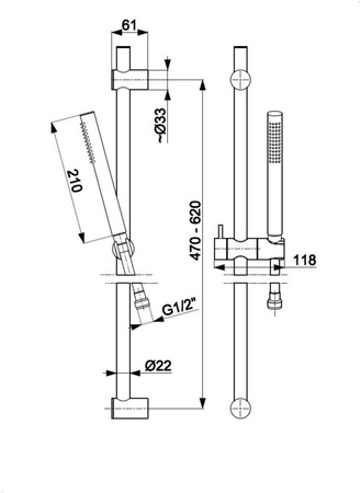 KFA zestaw prysznicowy punktowy Moza Premium, gun metal grey PVD 841-225-61
