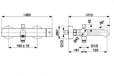 KFA bateria wannowa pozioma Moza, gun metal grey PVD 5034-020-61