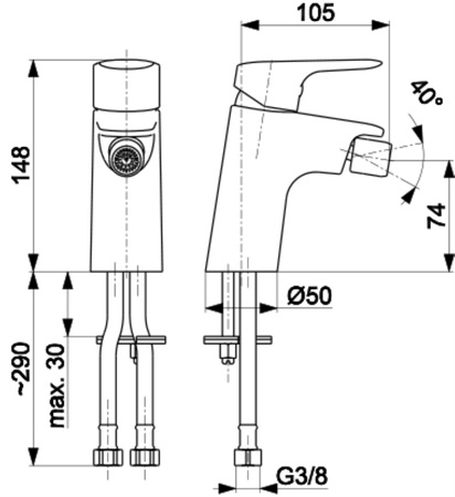 KFA bateria bidetowa ze spustem klik-klak Abasha, chrom 5237-015-00