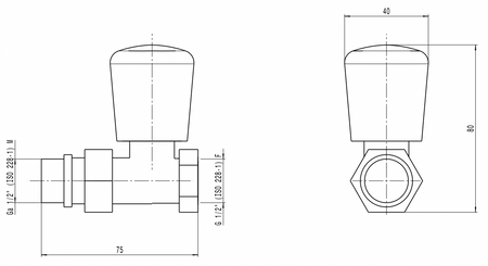 Caleffi zawór grzejnikowy z pokrętłem prosty 1/2" 402402