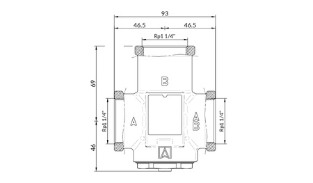 Afriso zawór temperaturowy ATV 554, DN32, Rp1 1/4", kvs 9, 50°C 1655410
