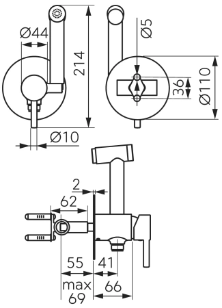 Ferro bateria bidetowa podtynkowa CIRICULUS, chrom BCK66P